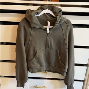 CRZ YOGA Olive Green Half-Zip Hooded Sweatshirt